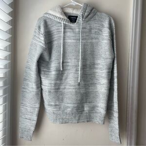 Gray and White Knit Hoodie